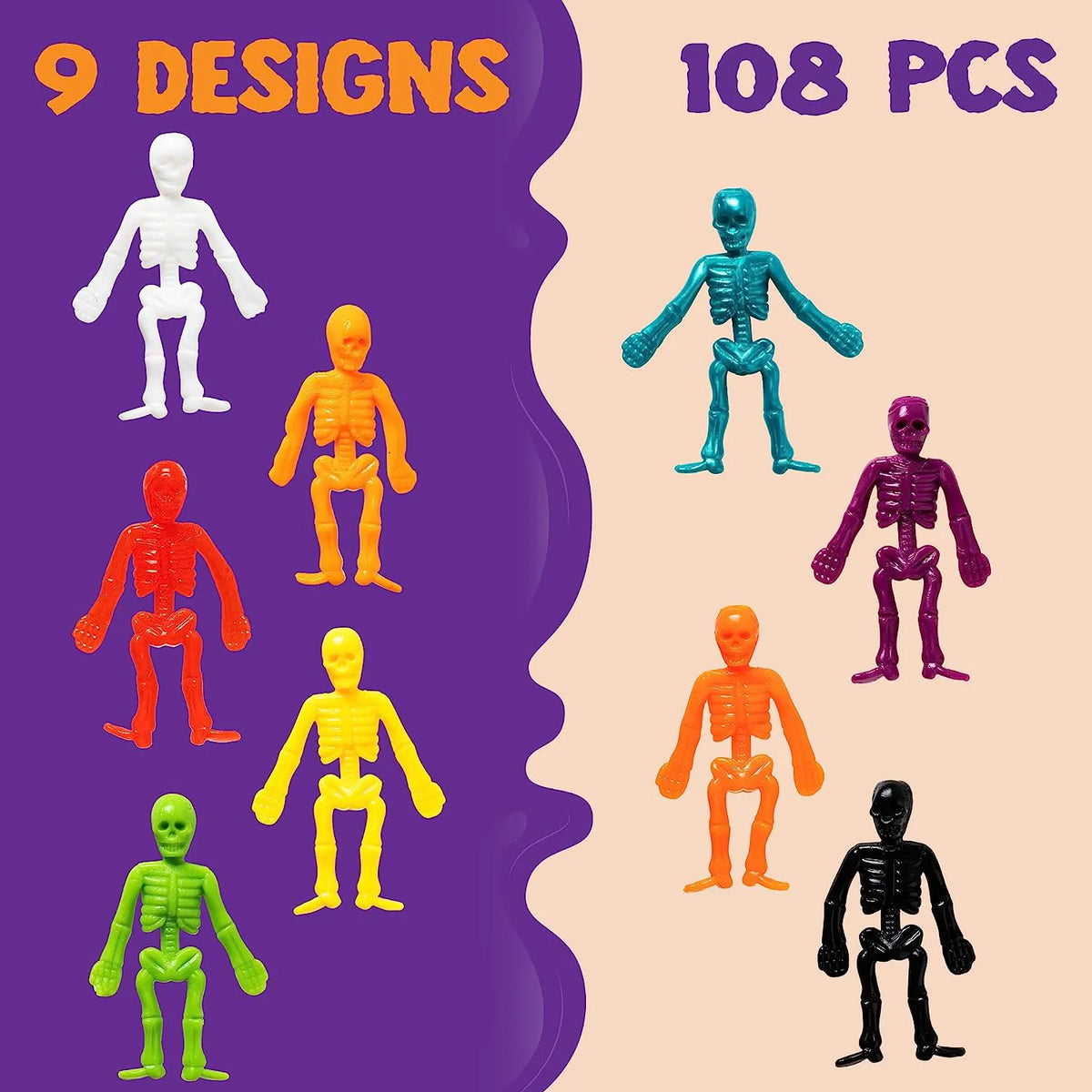 108-Pack Halloween Stretchy Skeletons