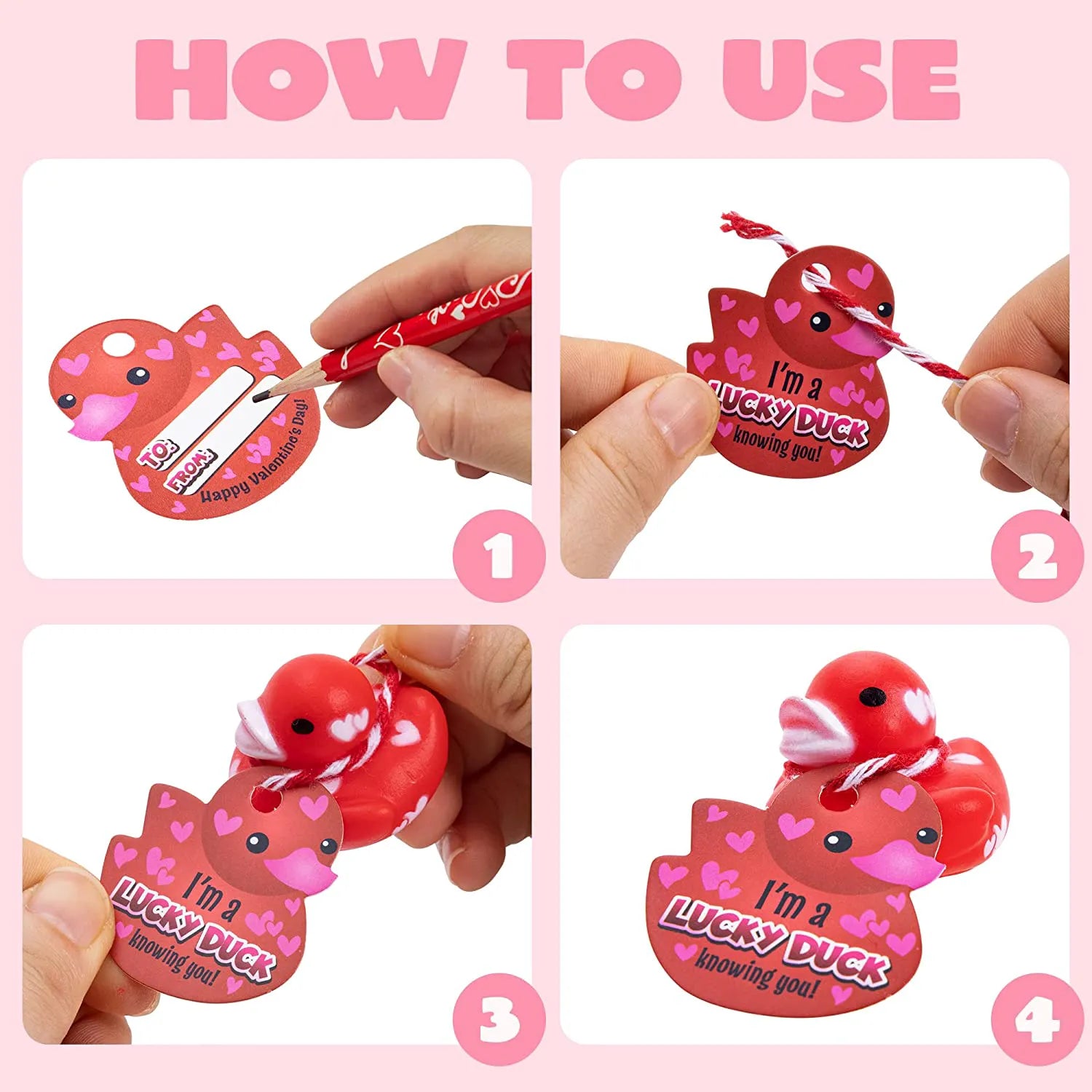36Pcs Kids Valentine's Day Cards with Rubber Ducks - Classroom Exchange Gifts