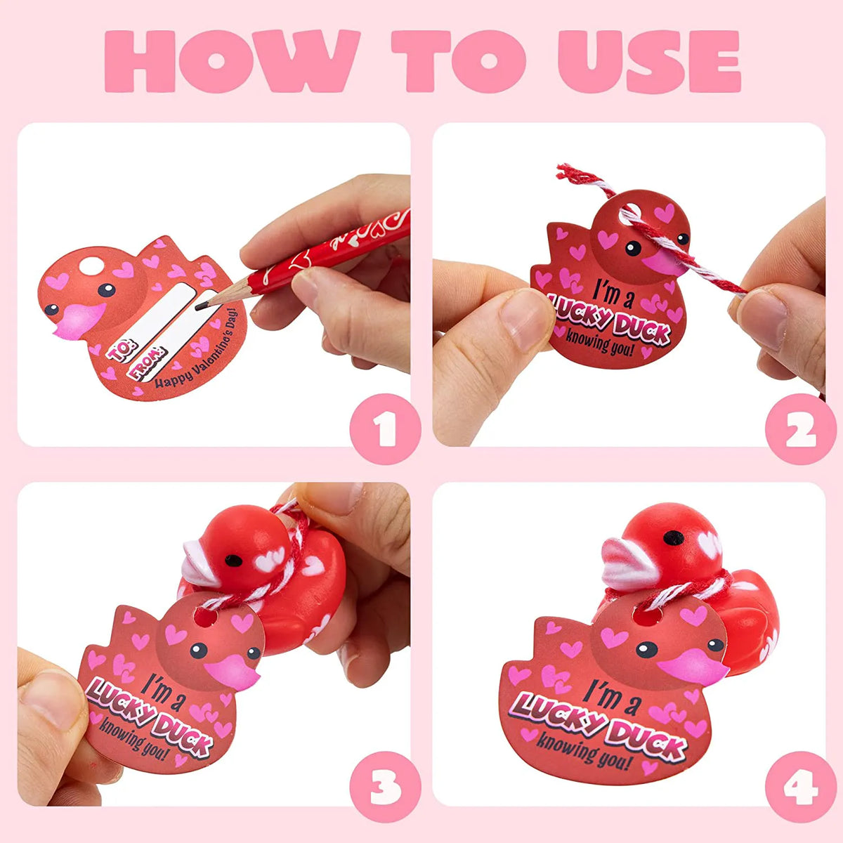 36Pcs Kids Valentine's Day Cards with Rubber Ducks - Classroom Exchange Gifts