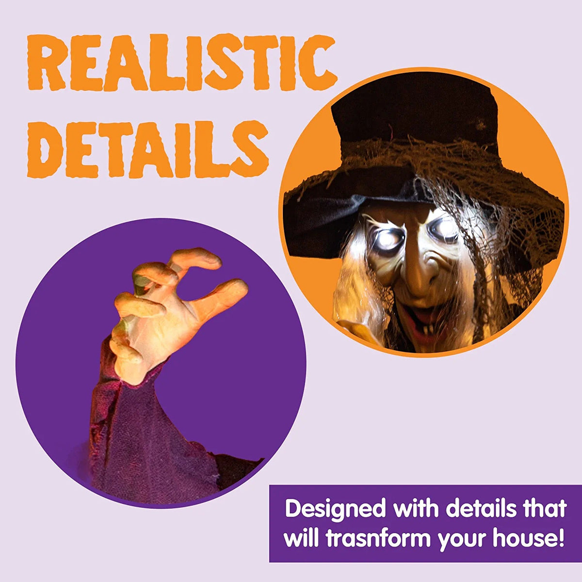 72-Inch Hanging Talking Witch with Light-Up Eyes
