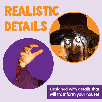 72-Inch Hanging Talking Witch with Light-Up Eyes