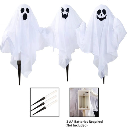 3 Pack Halloween Light-Up Ghost Yard Stakes