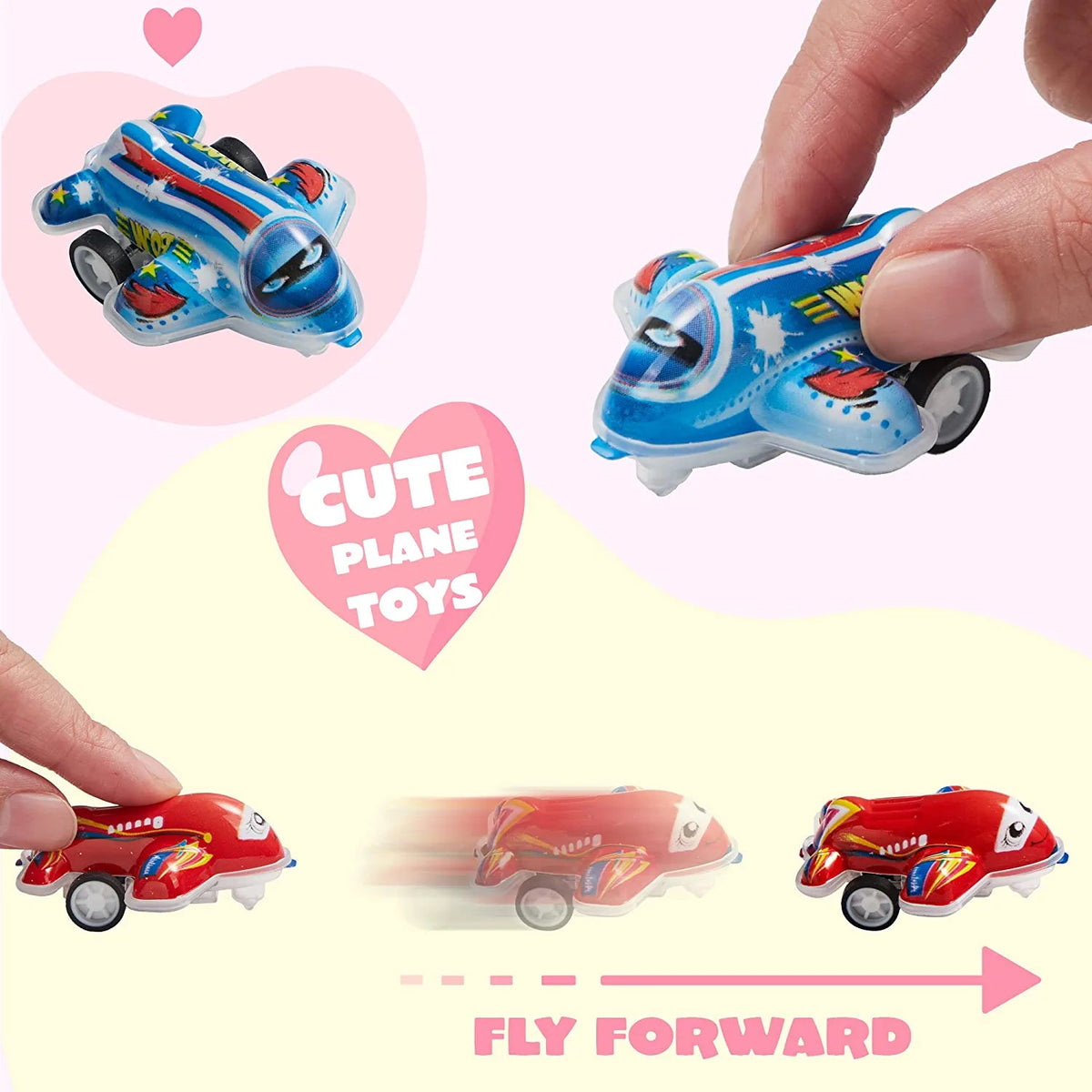28 Pcs Kids Valentine's Cards with Pull Back Airplanes - Classroom Exchange Gifts
