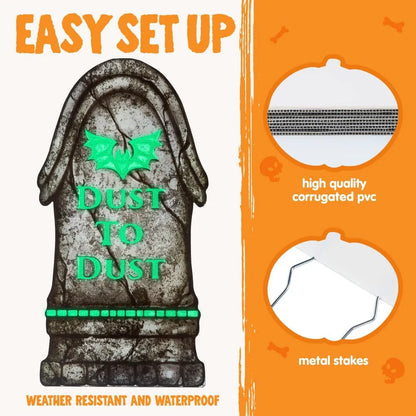 6 Pcs 16in Halloween Graveyard Tombstones - Fluorescent