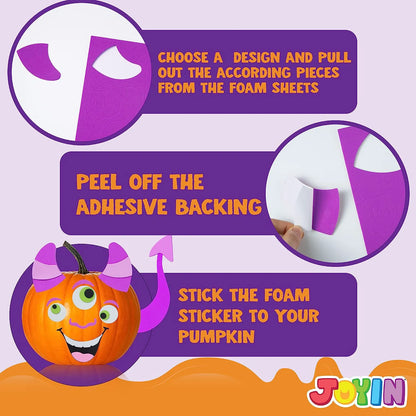 16-Piece Foam Halloween Pumpkin Decorating Craft Kit