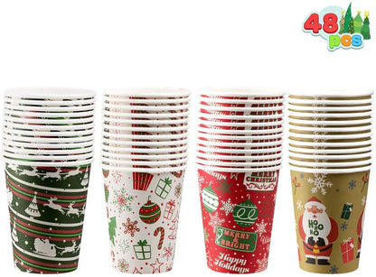 Disposable Winter Paper Cups, 48 Pack