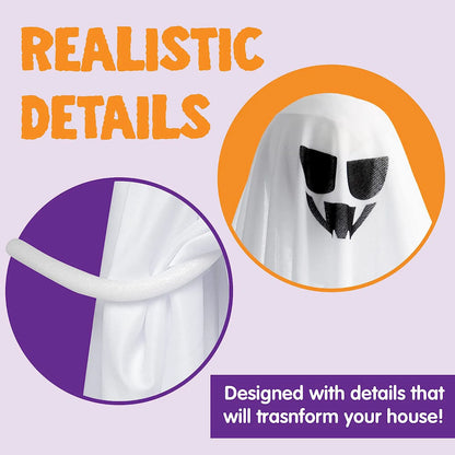 2 Pack Light-Up Hanging White Ghosts 35.4 Inches