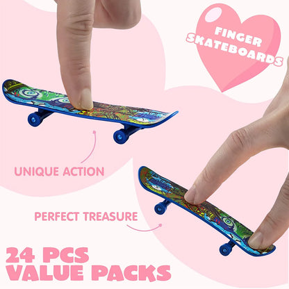 28 Mini Skateboards in Boxes with Valentine's Cards for Classroom Exchange