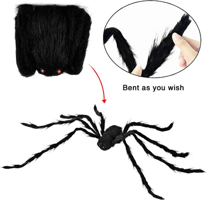 3-Pack Realistic Hairy Halloween Spiders
