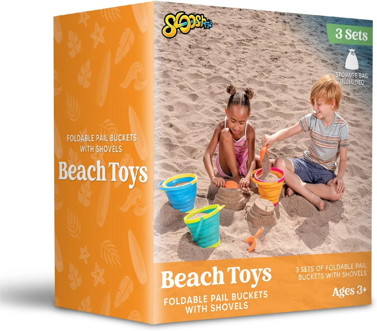 3-Piece Collapsible Beach Bucket Set with Shovels