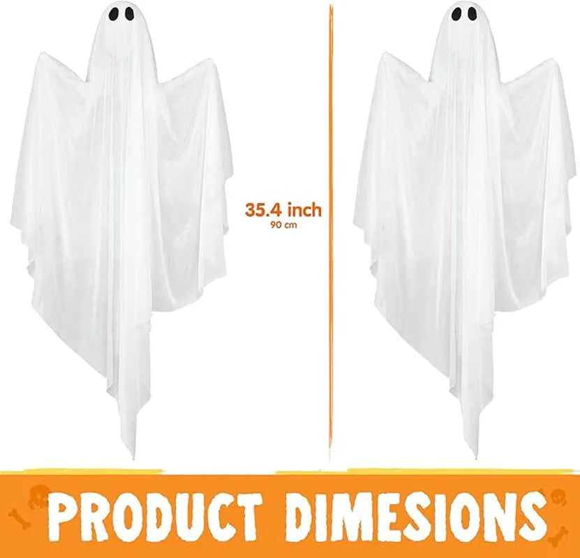 2 Pack 35.4" Halloween Hanging Ghost with Blue LED Lights