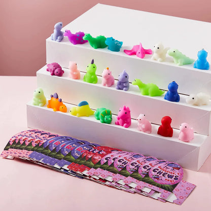 28-Pack Dinosaur Mochi Squishy Toys with Valentine Cards for Kids