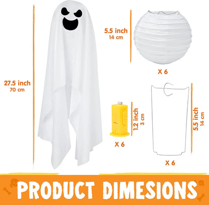 6-Pack Hanging Ghosts Halloween Decorations for Outdoor Use