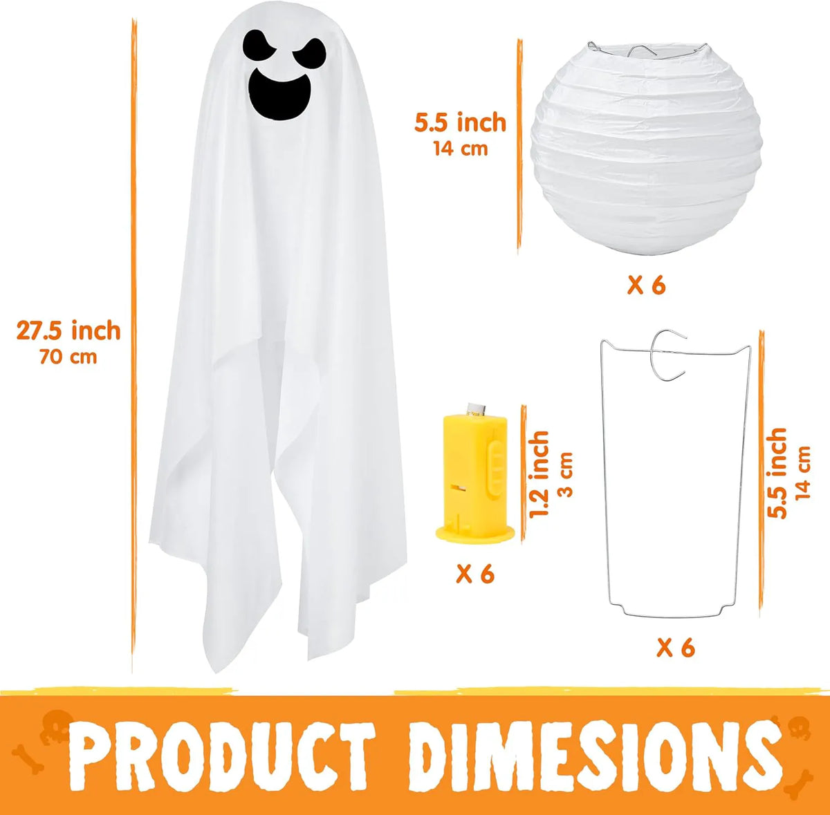 6-Pack Hanging Ghosts Halloween Decorations for Outdoor Use