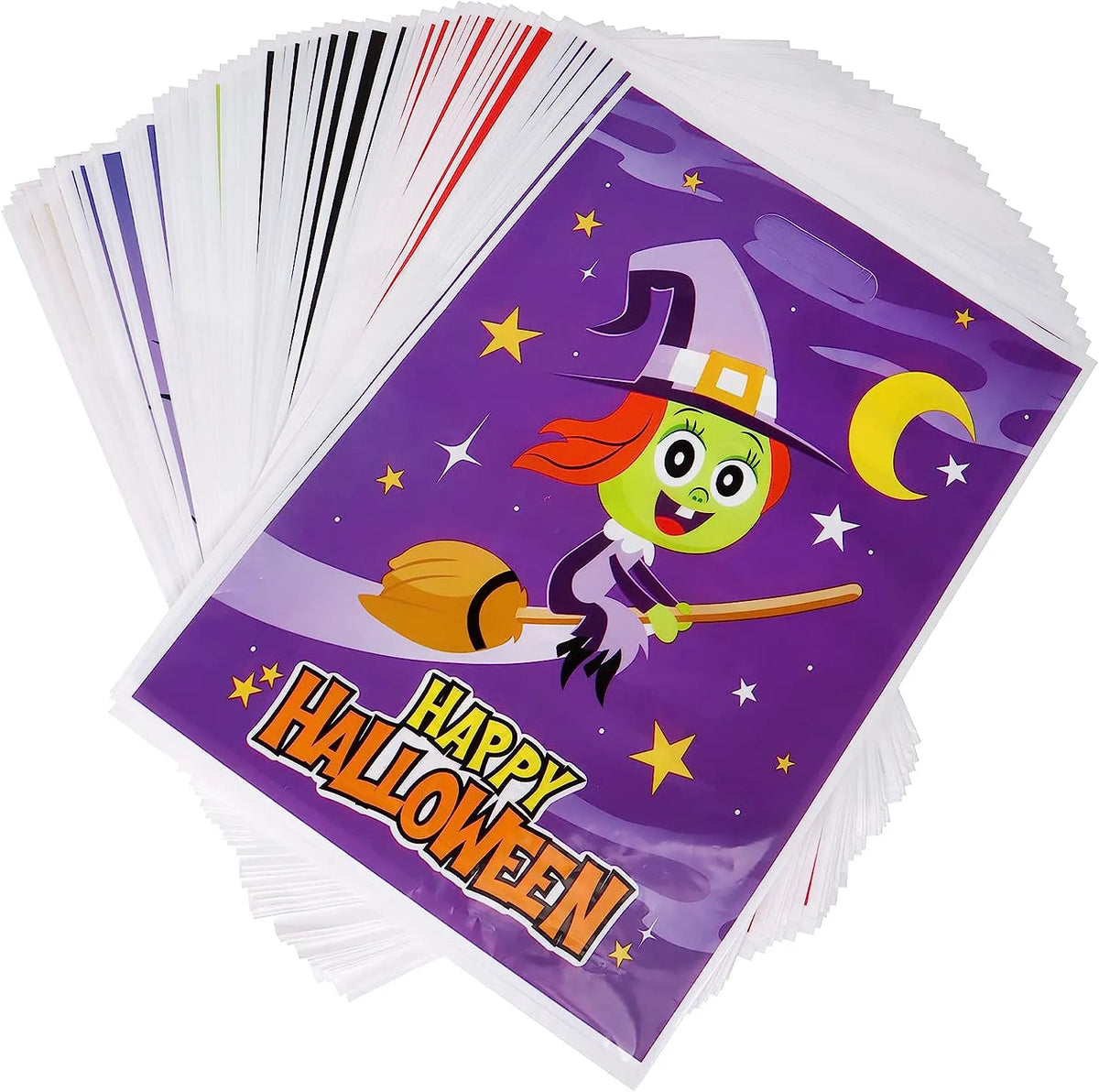 Halloween-Themed Plastic Candy Bags, 72 Count