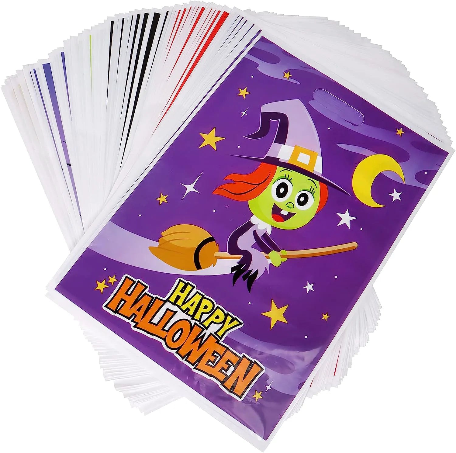 Halloween-Themed Plastic Candy Bags, 72 Count