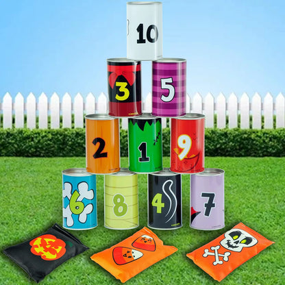 Bean Bag Toss Game with Tin Cans, 13 Pieces