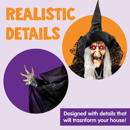 47-Inch Animated Hanging Witch