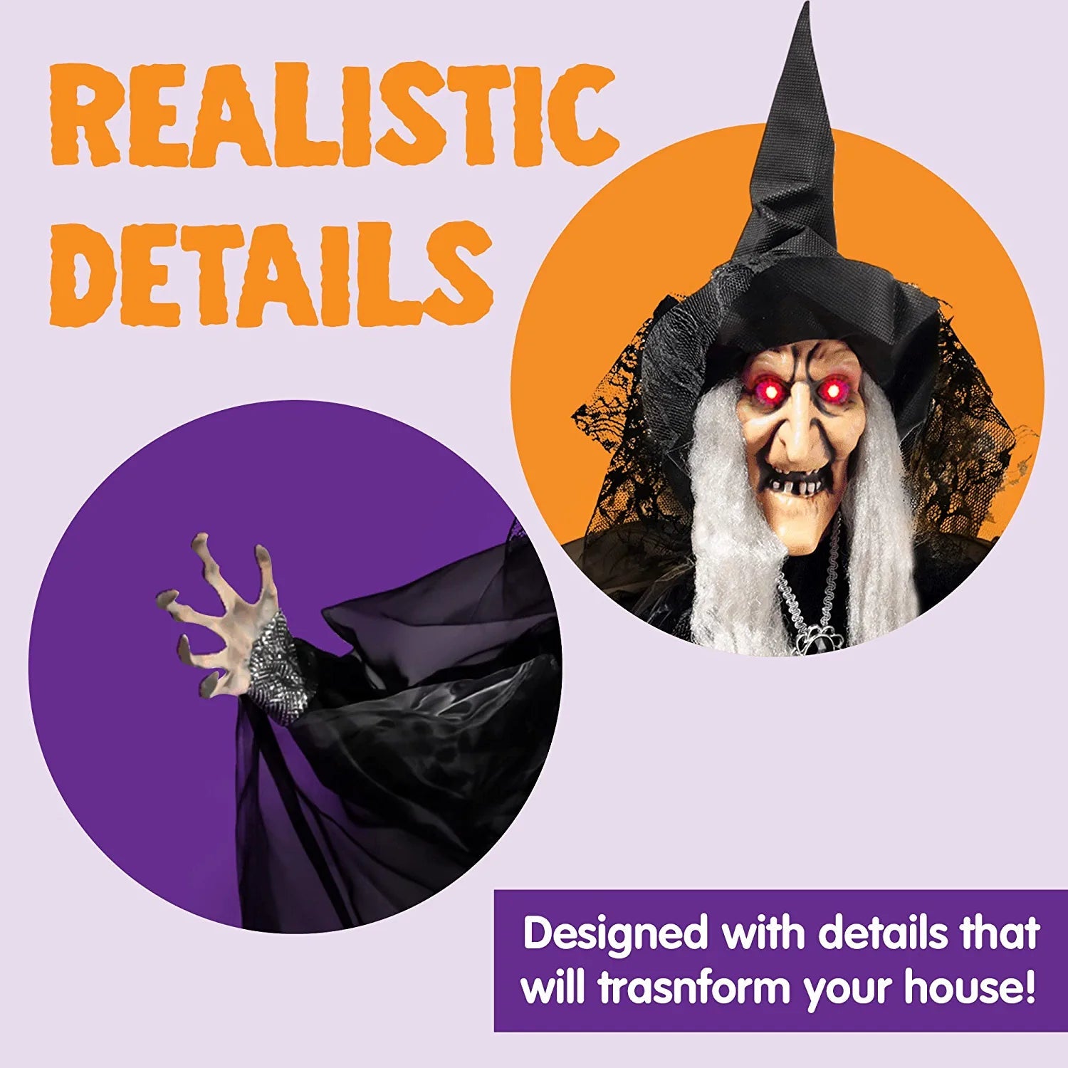 47-Inch Animated Hanging Witch