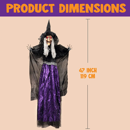 47-Inch Animated Hanging Witch
