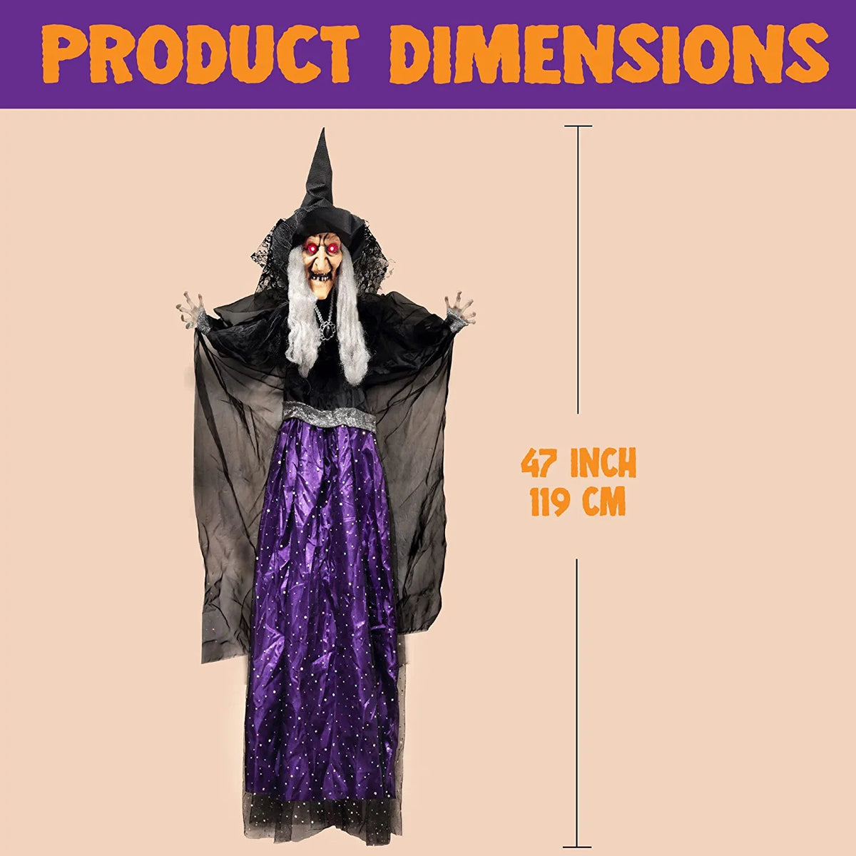 47-Inch Animated Hanging Witch