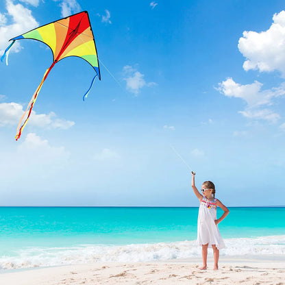 3-Pack Big Delta Kite Set (Green, Blue, Rainbow) with 262.5ft Kite String