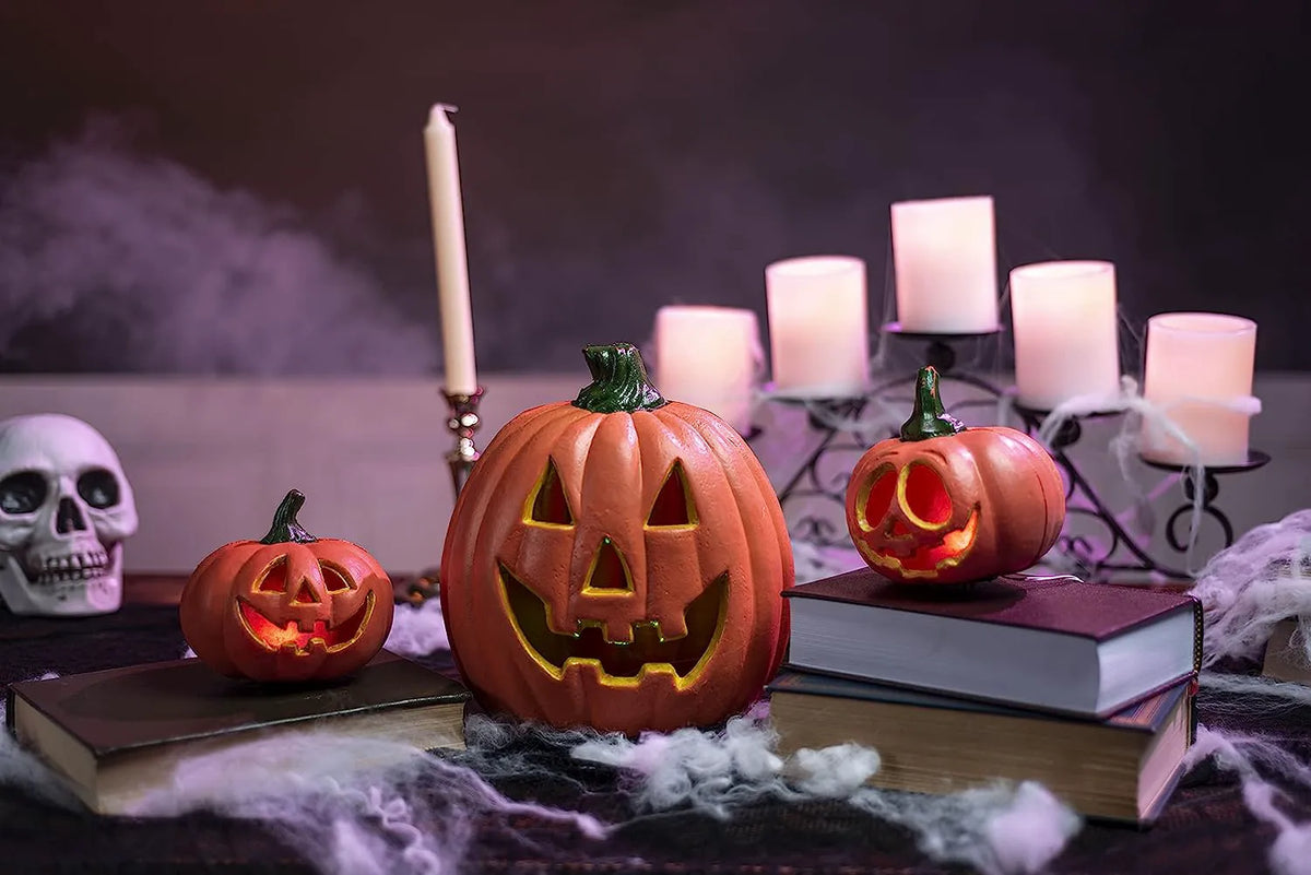 Halloween Pumpkin Light-Up Decoration Set, 5-Pack
