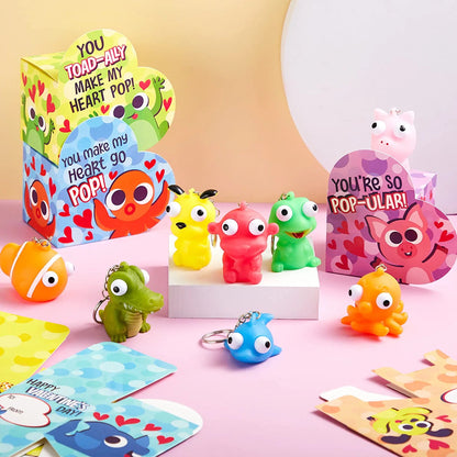 24 Pcs Kids Valentine's Cards with Bulging Eyes in Boxes - Classroom Exchange Gifts