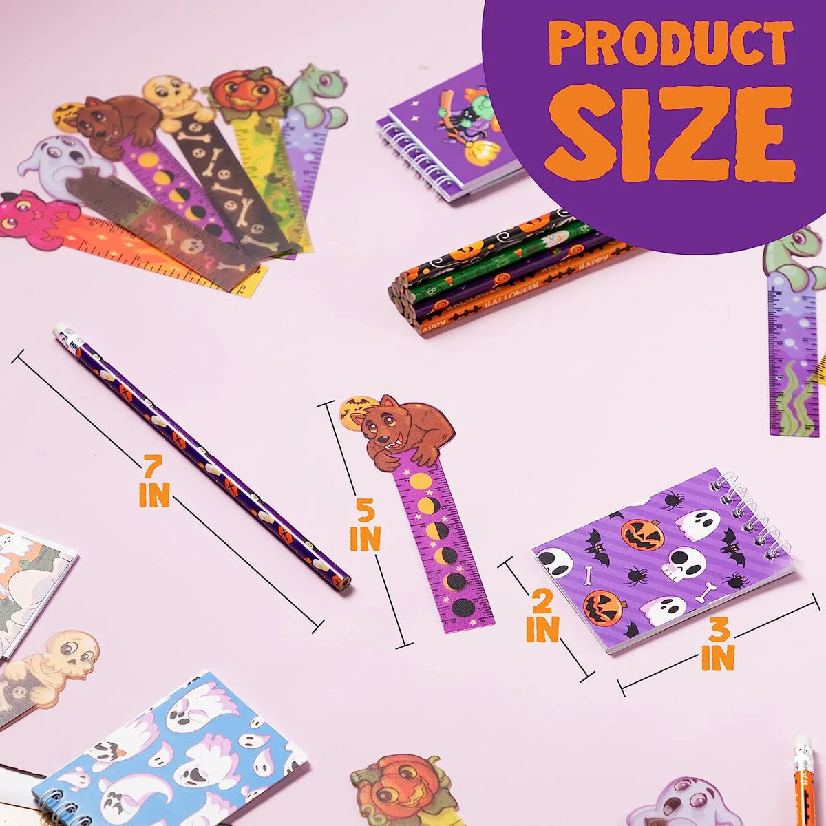 Halloween Pencil, Ruler & Notepad Set (24-Pack)
