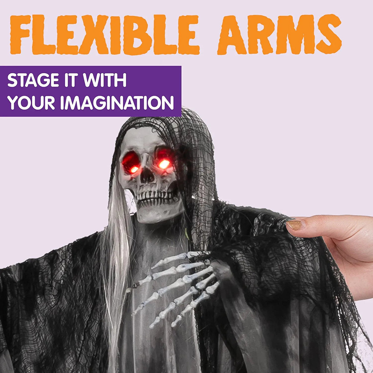 59-Inch Hanging Grim Reaper with Glowing Eyes and Creepy Sound