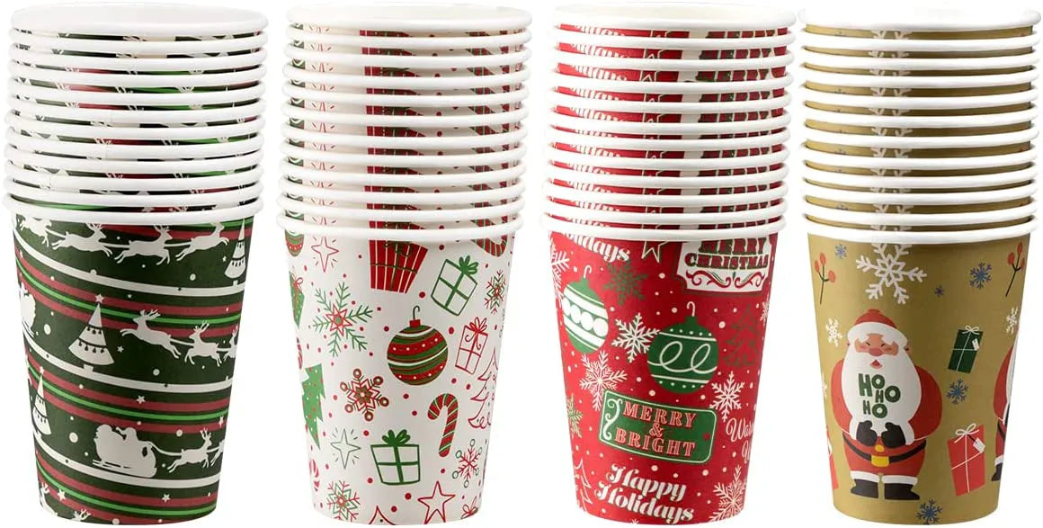 Disposable Winter Paper Cups, 48 Pack