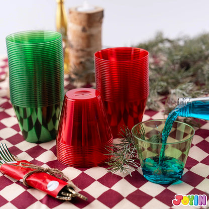 72 Pack 9 oz Clear Plastic Christmas Party Cups - Disposable