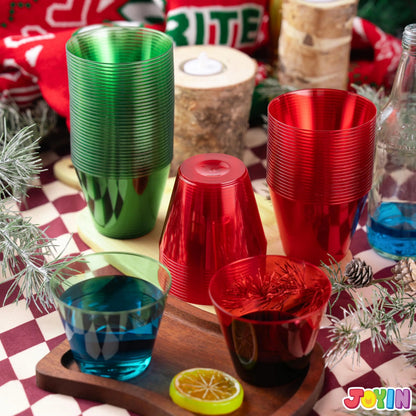 72 Pack 9 oz Clear Plastic Christmas Party Cups - Disposable