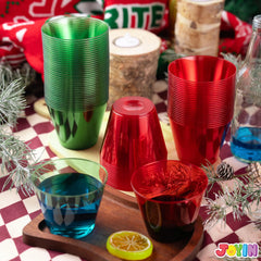 72 Pack 9 oz Clear Plastic Christmas Party Cups - Disposable