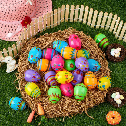 72 Pcs 2.3" Printed Empty Plastic Easter Eggs for Hunt & Party