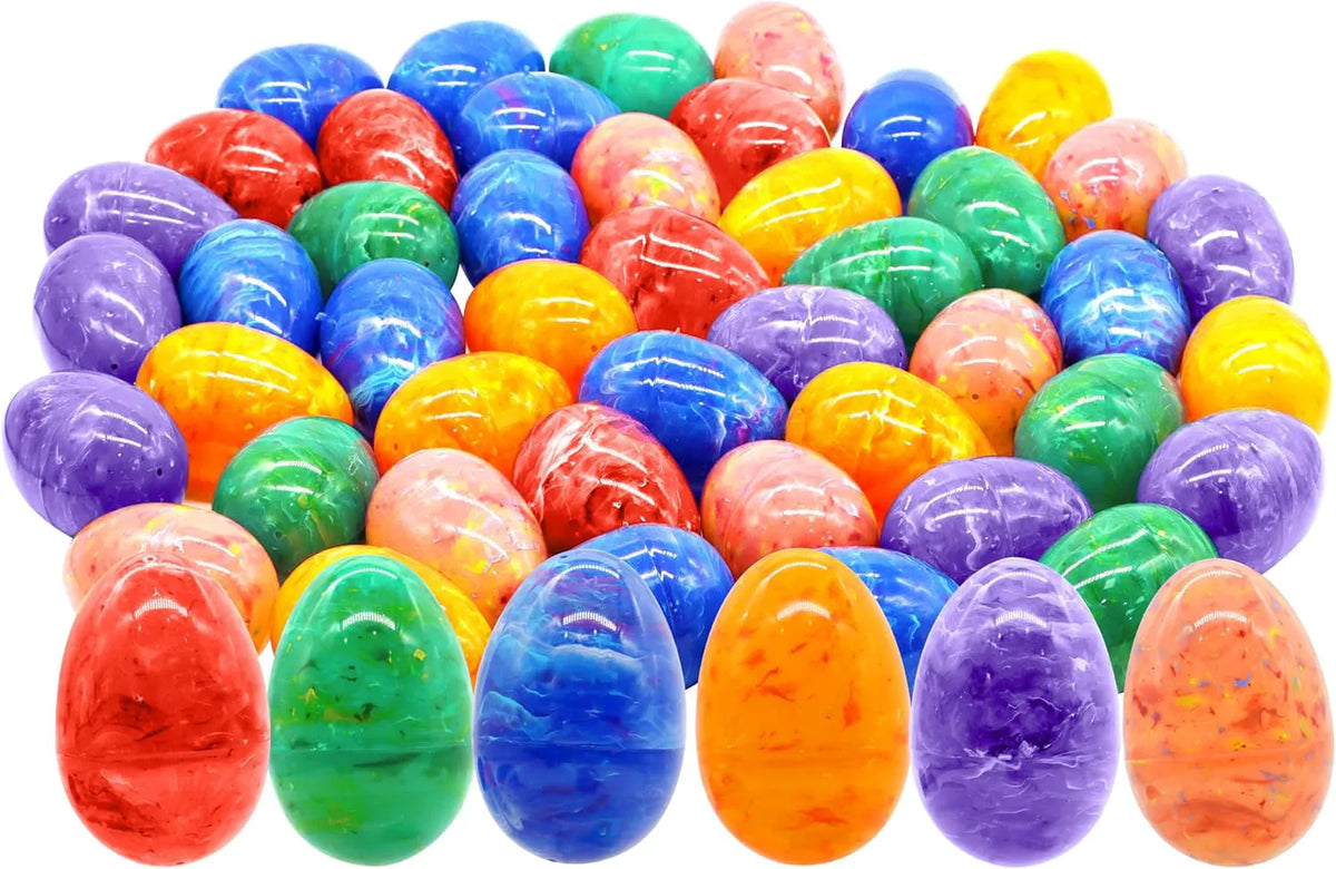 72 Iridescent Plastic Easter Eggs (3.15") for Hunt & Party