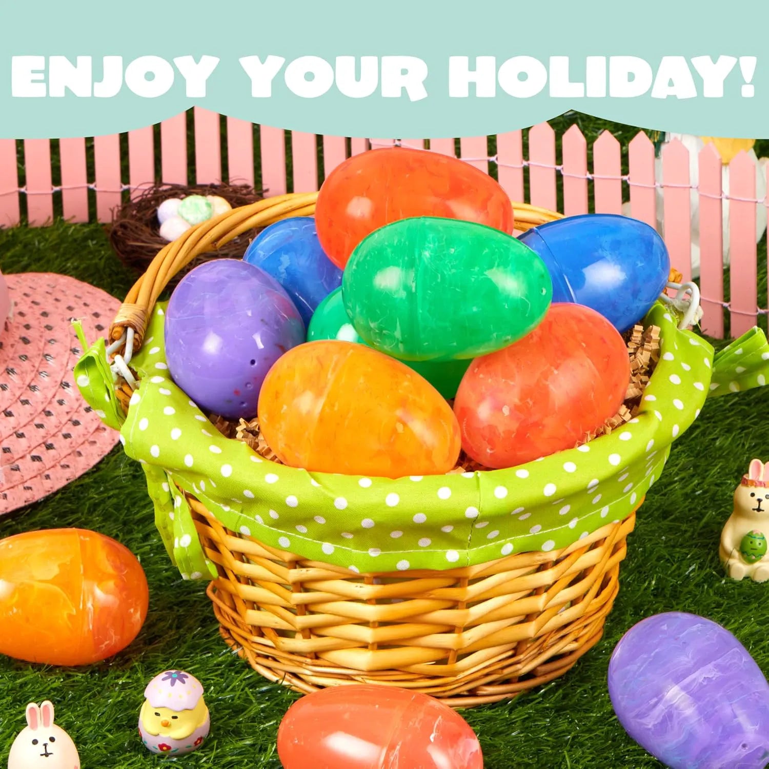 72 Iridescent Plastic Easter Eggs (3.15") for Hunt & Party