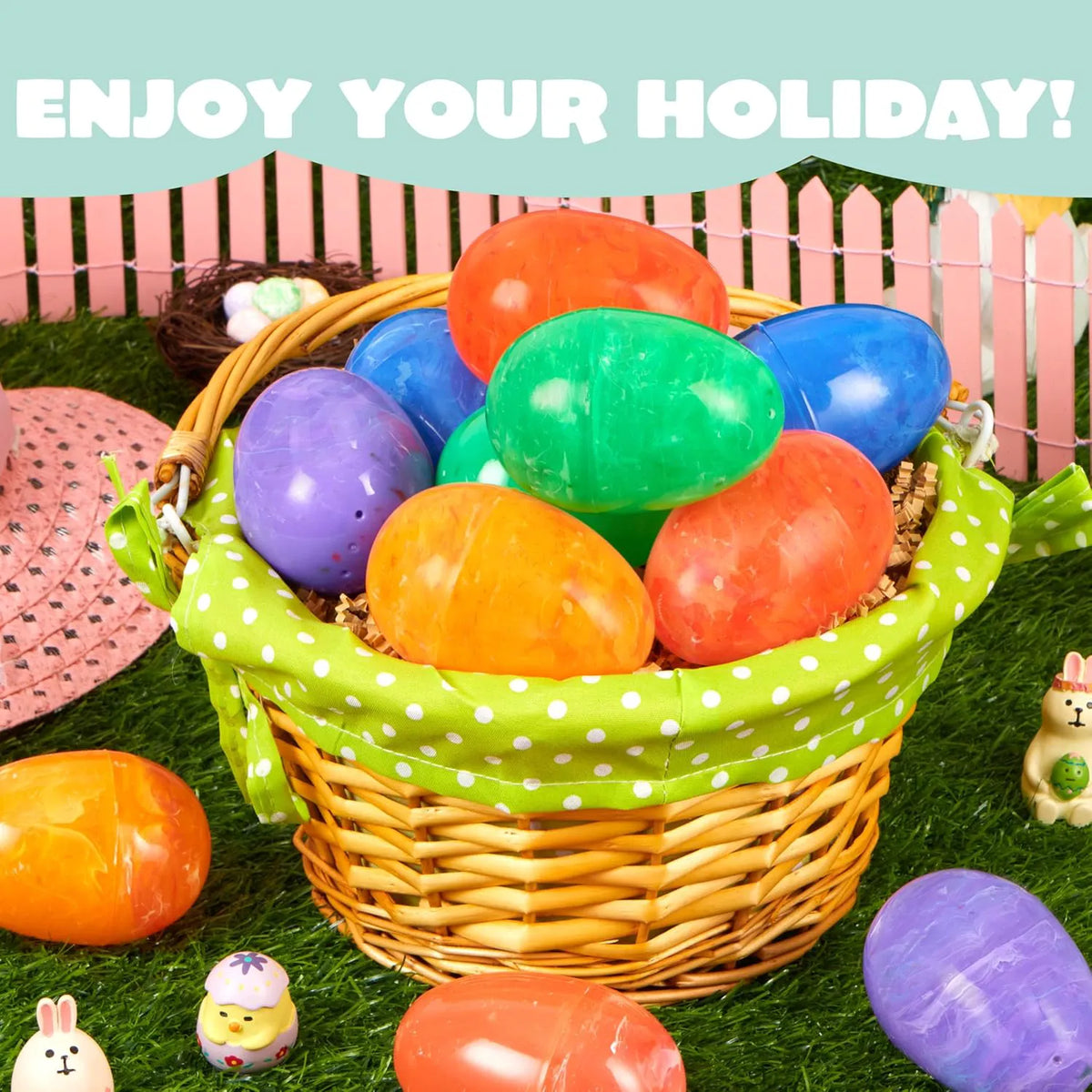 72 Iridescent Plastic Easter Eggs (3.15") for Hunt & Party