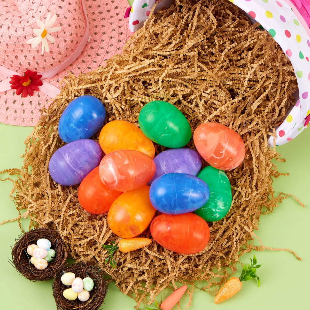 72 Iridescent Plastic Easter Eggs (3.15") for Hunt & Party