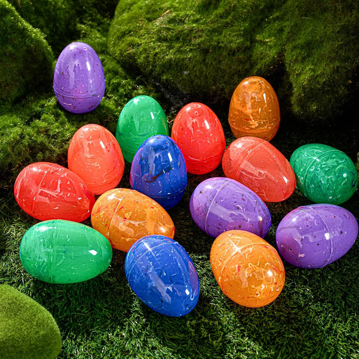 72 Iridescent Plastic Easter Eggs (3.15") for Hunt & Party