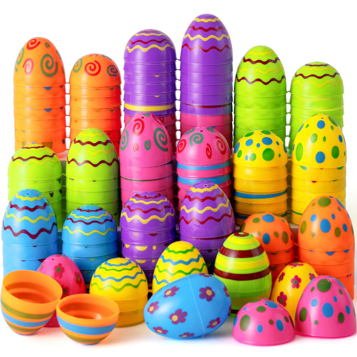 72 Pack 3.15 Inch Colorful Plastic Easter Eggs for Easter Egg Hunt