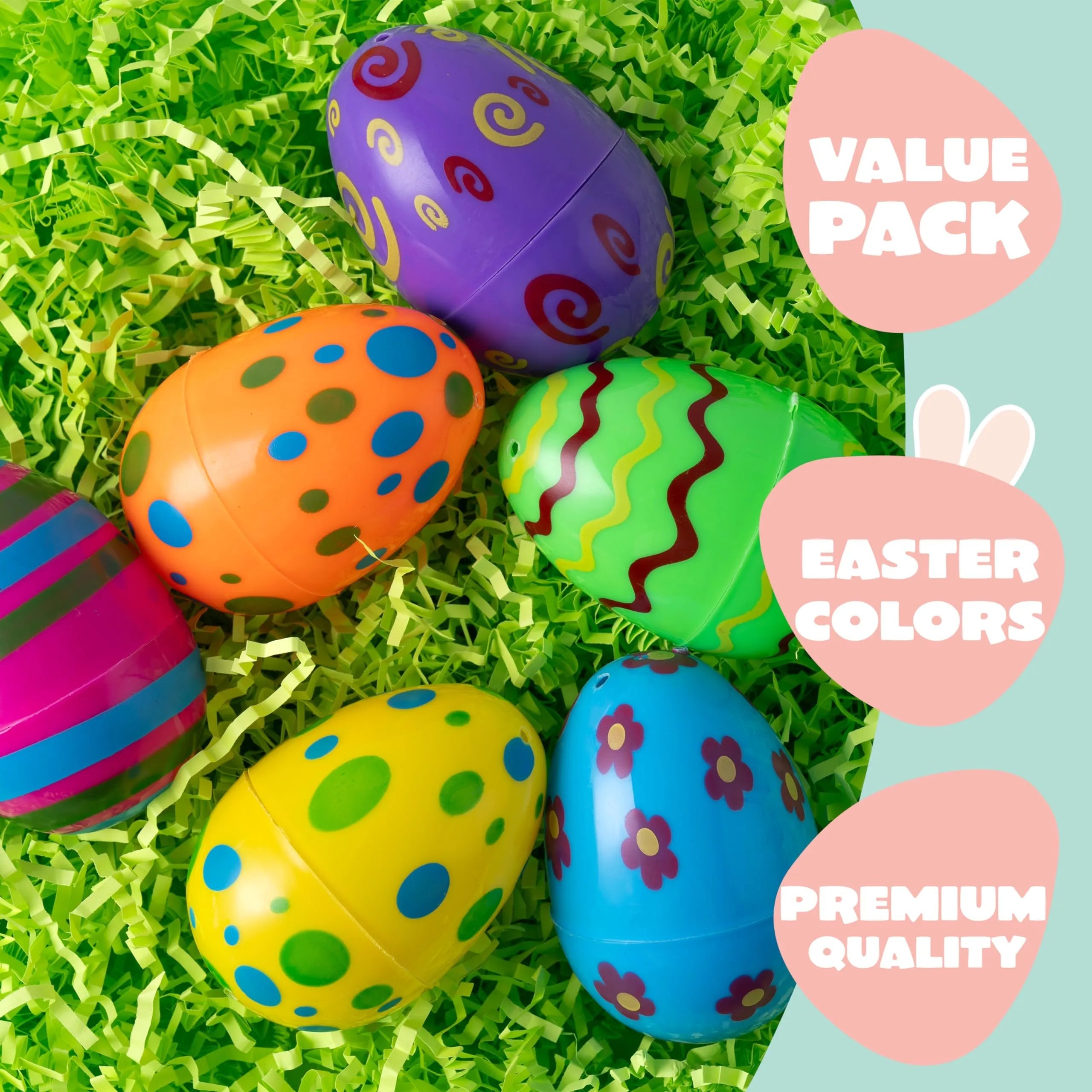 72 Pack 3.15 Inch Colorful Plastic Easter Eggs for Easter Egg Hunt