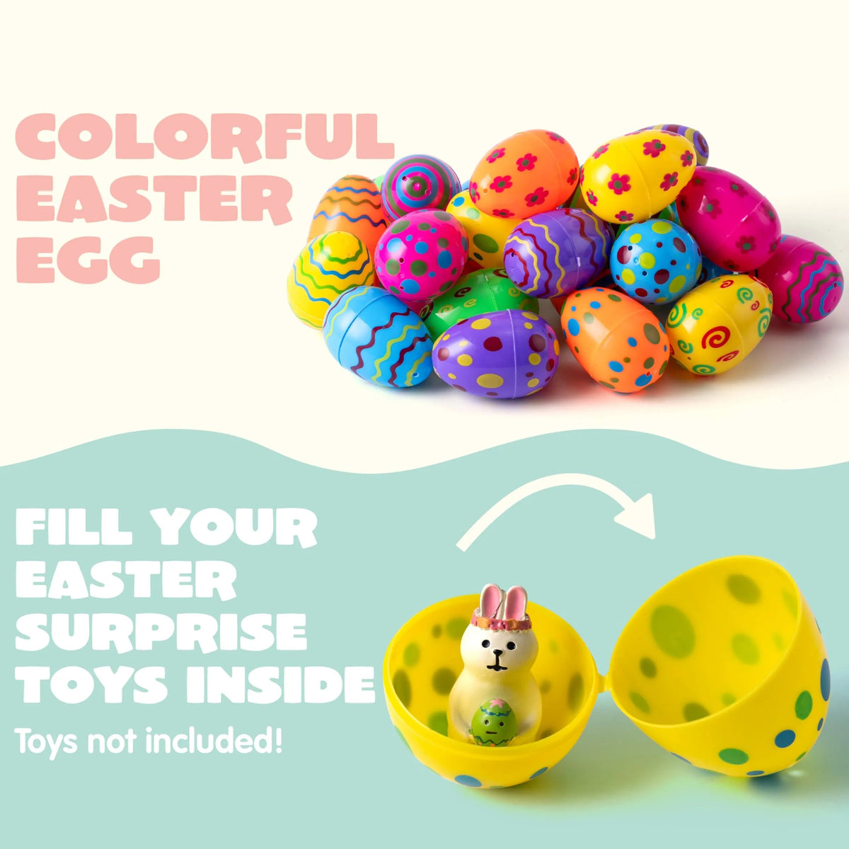 72 Pack 3.15 Inch Colorful Plastic Easter Eggs for Easter Egg Hunt