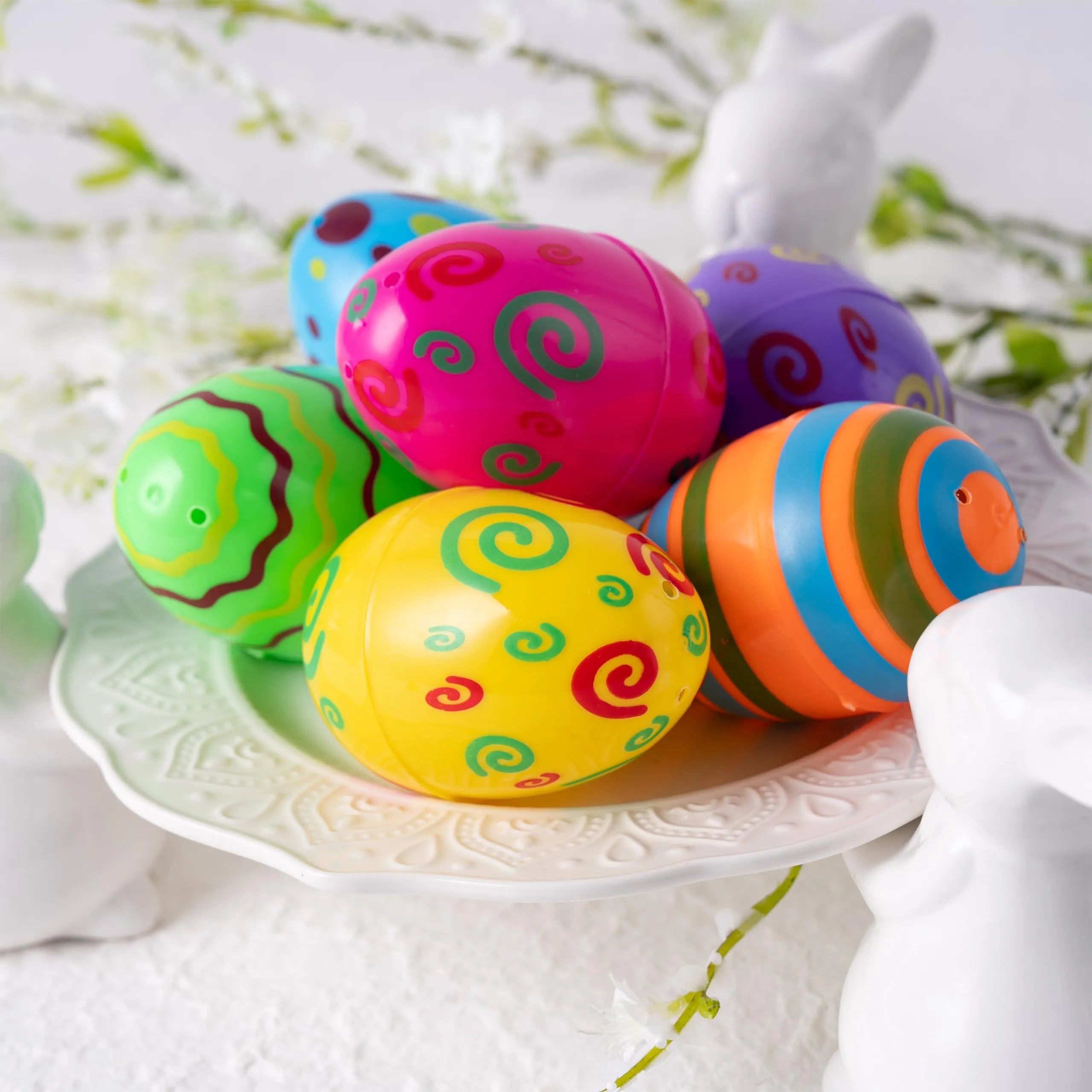 72 Pack 3.15 Inch Colorful Plastic Easter Eggs for Easter Egg Hunt
