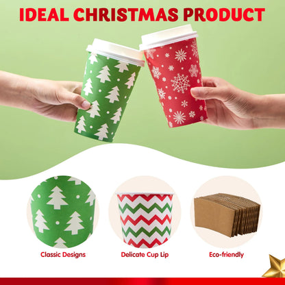 72 Pack 6 Designs 16 oz Christmas Disposable Paper Cups