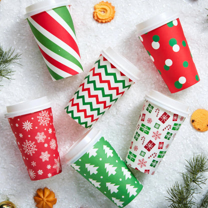 72 Pack 6 Designs 16 oz Christmas Disposable Paper Cups