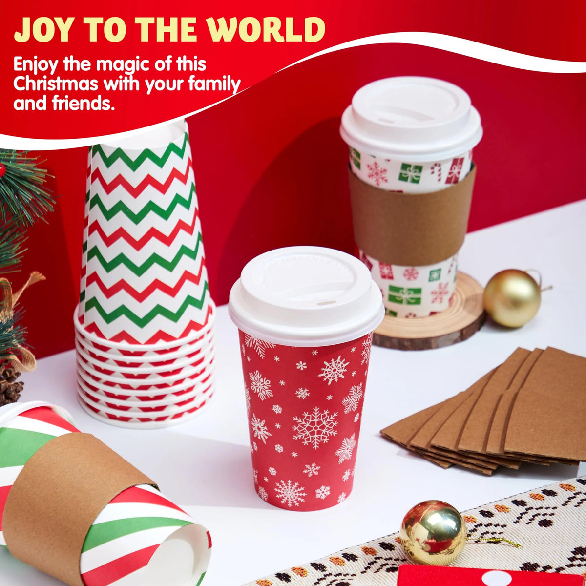 72 Pack 6 Designs 16 oz Christmas Disposable Paper Cups