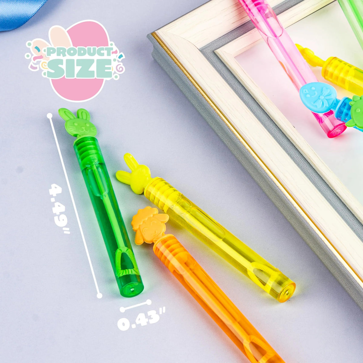 72-Pack Easter Mini Bubble Wands - 8 Assorted Colors, 9 Styles