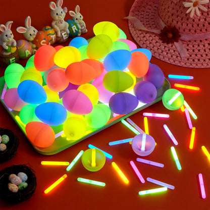 72 Glow-in-the-Dark Easter Eggs with Mini Glow Sticks for Kids Party Favors