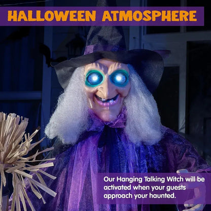 72-Inch Animated Standing Witch Halloween Decoration